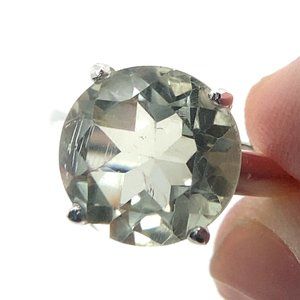 Prasiolite 3.95ct Platinum Finish Solid 925 Sterling Silver Ring